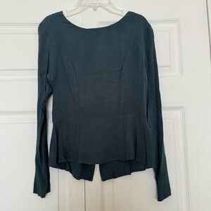 Banana Republic Dark Teal Long Sleeve Peplum Blouse with Back Zipper Size 2